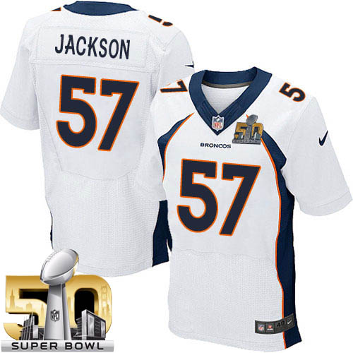 Men's Elite Tom Jackson Super Bowl L Nike Jersey White Road - #57 NFL Denver Broncos